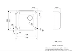 Fregadero empotrado Reginox L18 4035 OKG Acero inoxidable pulido Montaje sobre encimera, enrasado y bajo encimera B2914LLU06GDS